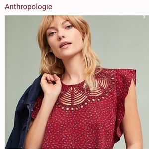 Anthropologie Ranna Gill women’s cutout markie top, black / pink size S